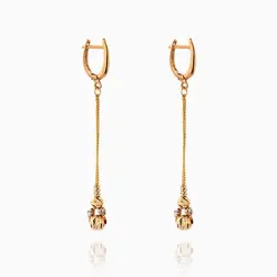 گوشواره طلا 18 عیار زنانه زنجیری مدل گوی آویز کد ER0257