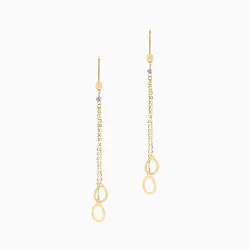 گوشواره طلا 18 عیار زنانه زنجیری مدل آویز گوی و حلقه کد ER0111