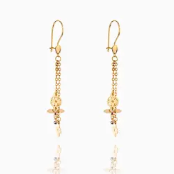 گوشواره طلا 18 عیار زنانه زنجیری کد ER0131 مدل آویز گوی و گل