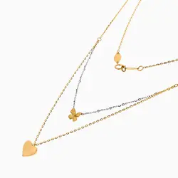 گردنبند طلا 18 عیار زنانه فانتزی مدل آویز قلب و پروانه کد NL0351