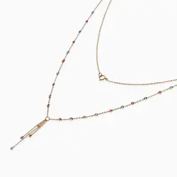 گردنبند طلا 18 عیار زنانه زنجیری مدل آلبرنادو آویزدار کد NL0043