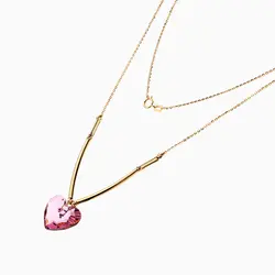 گردنبند طلا 18 عیار زنانه فانتزی با سنگ اتمی مدل آویز قلب کد NL0185