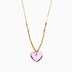 گردنبند طلا 18 عیار زنانه فانتزی با سنگ اتمی مدل آویز قلب کد NL0185