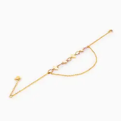 پابند طلا 18 عیار زنانه زنجیری مدل گوی و پولک هندسی کد AL0089