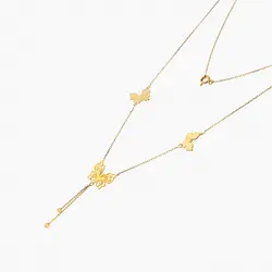 گردنبند طلا 18 عیار دخترانه رولباسی مدل پروانه فانتزی کد NL0099