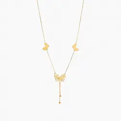 گردنبند طلا 18 عیار دخترانه رولباسی مدل پروانه فانتزی کد NL0099