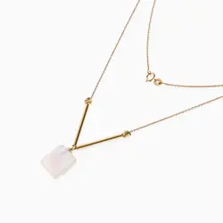 گردنبند طلا 18 عیار زنانه رولباسی با سنگ اتمی مدل پلاک سنگی کد NL0047