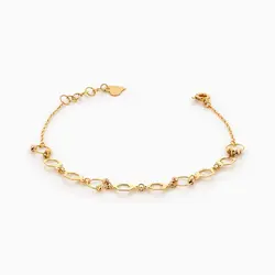 دستبند طلا 18 عیار زنانه زنجیری مدل گوی و پولک شش ضلعی کد BL0212