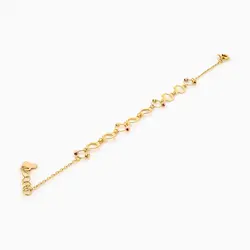 دستبند طلا 18 عیار زنانه زنجیری مدل گوی و پولک شش ضلعی کد BL0212