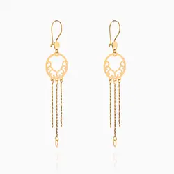 گوشواره طلا 18 عیار زنانه زنجیری مدل گرد آویز دار کد ER0294