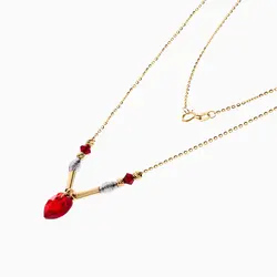 گردنبند طلا 18 عیار زنانه فانتزی با سنگ اتمی مدل قلب کد NL0298