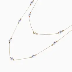 گردنبند طلا 18 عیار زنانه رولباسی مدل گوی و مروارید کد NL0002