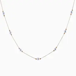 گردنبند طلا 18 عیار زنانه رولباسی مدل گوی و مروارید کد NL0002