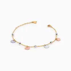 دستبند طلا 18 عیار زنانه زنجیری کد BL0207 مدل گوی و پولک شش ضلعی