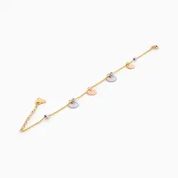 دستبند طلا 18 عیار زنانه زنجیری کد BL0207 مدل گوی و پولک شش ضلعی