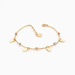 دستبند طلا 18 عیار زنانه زنجیری مدل گوی و پولک کد BL0158