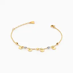 دستبند طلا 18 عیار زنانه زنجیری کد BL0216 مدل گوی و پولک شش ضلعی