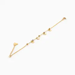 دستبند طلا 18 عیار زنانه زنجیری کد BL0216 مدل گوی و پولک شش ضلعی