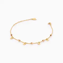 دستبند طلا 18 عیار زنانه زنجیری مدل گوی و آویز پولک کد BL0269