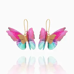 گوشواره طلا 18 عیار دخترانه فانتزی مدل پروانه بال رنگی کد ER0095