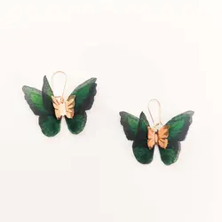 گوشواره طلا ۱۸ عیار دخترانه فانتزی مدل پروانه بال رنگی کد EP0090