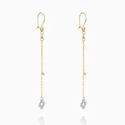 گوشواره طلا 18 عیار زنانه زنجیری مدل آویزگوی و پولک گل کد ER0128