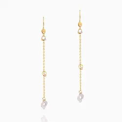 گوشواره طلا 18 عیار زنانه زنجیری مدل آویزگوی و پولک گل کد ER0128