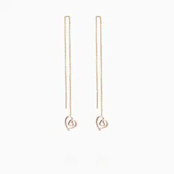 گوشواره طلا 18 عیار دخترانه فانتزی مدل بخیه ای طرح قلب کد ER0042