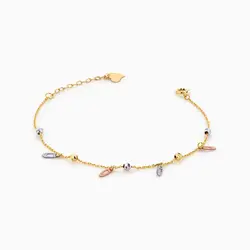 دستبند طلا 18 عیار زنانه کد BL0215 زنجیری مدل گوی و پولک