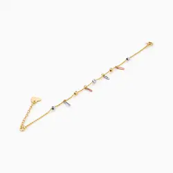 دستبند طلا 18 عیار زنانه کد BL0215 زنجیری مدل گوی و پولک