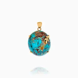 مدال طلا 18 عیار زنانه با سنگ فیروزه مدل پیچک کد PD0084