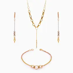 سرویس طلا 18 عیار زنانه اسپرت مدل گوی و زنجیر کد ST0215