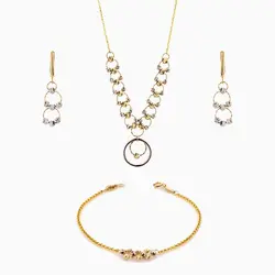 سرویس طلا 18 عیار زنانه زنجیری مدل حلقه و گوی کد ST0132