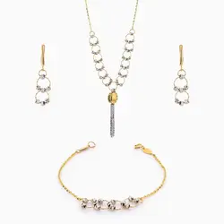سرویس طلا 18 عیار زنانه زنجیری مدل حلقه و گوی با آویز کد ST0117