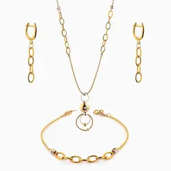 سرویس طلا 18 عیار زنانه اسپرت مدل زنجیری با آویز کد ST0130