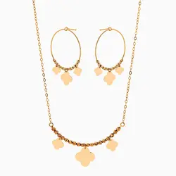 سرویس طلا 18 عیار دخترانه اسپرت مدل گل آویز کد ST0219