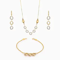 سرویس طلا 18 عیار زنانه زنجیری مدل گوی و حلقه کد ST0119