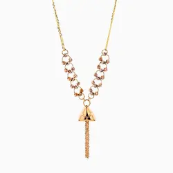 گردنبند طلا 18 عیار زنانه زنجیری مدل حلقه و گوی با آویز طرح دار کد NL0279