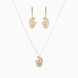 سرویس طلا 18 عیار زنانه زنجیری رولو مدل بال ماسکه کد ST0019