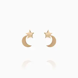 سرویس طلا 18 عیار زنانه زنجیری رولو مدل ماه و ستاره کد ST0017