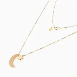 سرویس طلا 18 عیار زنانه زنجیری رولو مدل ماه و ستاره کد ST0017