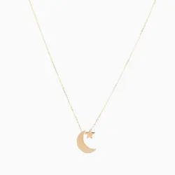 سرویس طلا 18 عیار زنانه زنجیری رولو مدل ماه و ستاره کد ST0017