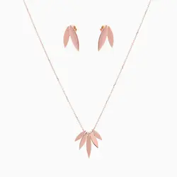 سرویس طلا 18 عیار زنانه زنجیری رولو مدل برگ کد ST0018