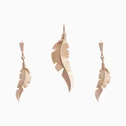 نیم ست طلا 18 عیار زنانه فانتزی مدل پر کد ST0004