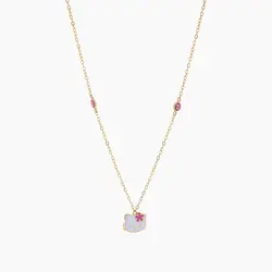 سرویس طلا 18 عیار بچه گانه با سنگ مینا مدل کیتی کد ST0069