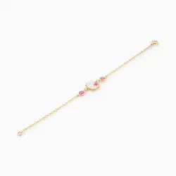 سرویس طلا 18 عیار بچه گانه با سنگ مینا مدل کیتی کد ST0069