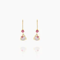 سرویس طلا 18 عیار بچه گانه با سنگ مینا مدل کیتی کد ST0069