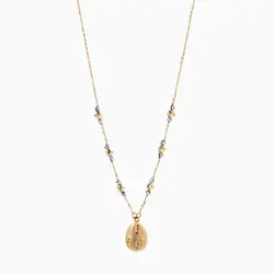 گردنبند طلا 18 عیار زنانه رولباسی مدل آلبرنادو با آویز گرد کد NL0118