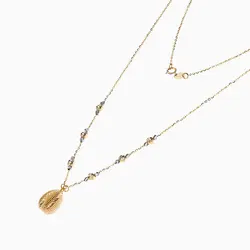 گردنبند طلا 18 عیار زنانه رولباسی مدل آلبرنادو با آویز گرد کد NL0118
