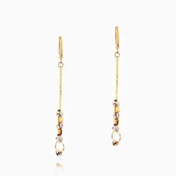 گوشواره طلا 18 عیار زنانه زنجیری مدل آویز گوی و مکعب کد ER0213